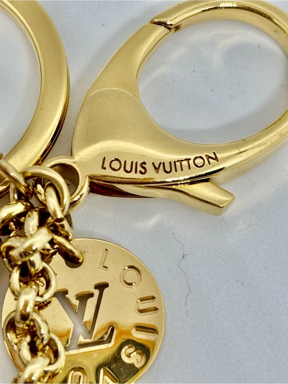 Louis Vuitton Pink & Green Enamel Flower Keyring with Gold Hardware